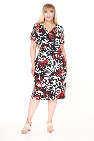 Kruvaze Yaka Yazlık Büyük Beden Elbise 6D-2670