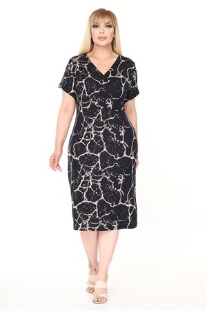 Kruvaze Yaka Yazlık Büyük Beden Elbise 22F-2677