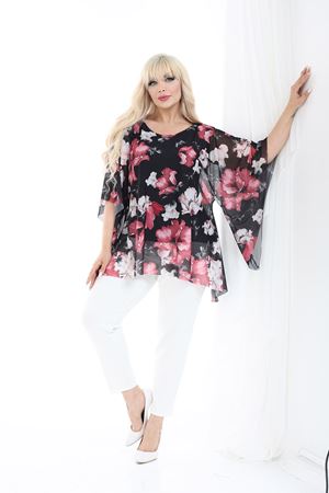Büyük Beden Desenli Bluz 21C-2685