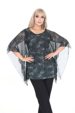 Büyük Beden Sim ve Kol Detaylı Akışkan Bluz 44C-2695