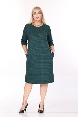 Çift Cepli Desenli Esnek Kışlık Büyük Beden Midi Elbise 45B-2700