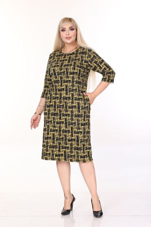 Çift Cepli Desenli Esnek Kışlık Büyük Beden Midi Elbise 45C-2704