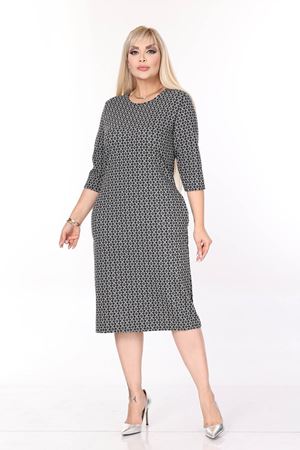 Çift Cepli Desenli Esnek Kışlık Büyük Beden Midi Elbise 44D-2710