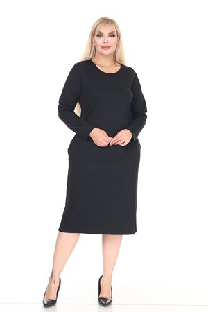 Çift Cepli Desenli Esnek Kışlık Büyük Beden Midi Elbise 17C-2711