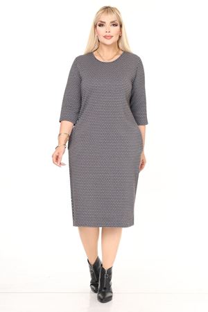 Çift Cepli Desenli Esnek Kışlık Büyük Beden Midi Elbise 22D-2714