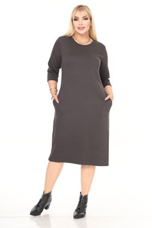 Çift Cepli Desenli Esnek Kışlık Büyük Beden Midi Elbise 27D-2732