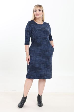 Çift Cepli Desenli Esnek Kışlık Büyük Beden Midi Elbise 4A-2754