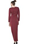 Bordo   Dantel Detaylı Uzun  Elbise  F1-64981