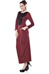 Bordo   Dantel Detaylı Uzun  Elbise  F1-64981