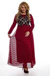 Bordo Dantelli Kadın Uzun Elbise H1-124753