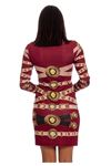 Bordo Desenli Dekolte Kadın Elbise J10-123856