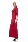 Bordo Deri Detaylı Elbise H8-113436