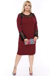 Büyük Beden Bordo Elbise 6C-71215B