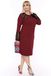 Büyük Beden Bordo Elbise 6C-71215B