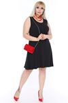 Kolsuz Siyah Esnek Elbise 20L-0449