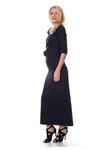 Lacivert - Siyah Kazayağı Desenli Elbise F1-104086