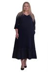 Lacivert Cepli Elbise H8-0427