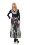 Lacivert Leopar Desenli Elbise F1-103895