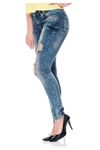 Lacivert Taşlanmış Yırtık Kot Pantolon 5A-110577