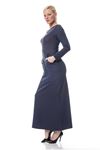 Lacivert Yaka Detaylı Elbise G9-113511