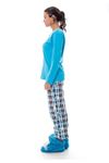 Mavi Ayı Baskılı Kadın Pijama Takımı 14C-120330