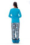 Mavi Ayı Baskılı Kadın Pijama Takımı 14C-120330