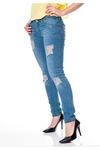 Mavi Yırtık Kadın Kot Pantolon 5A-110568