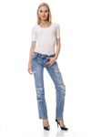 Mavi Yırtık Kadın Kot Pantolon 5A-116461