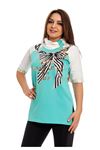 Mint Yeşili Gold Baskılı Yaka Detaylı Kadın Bluz I10-124585