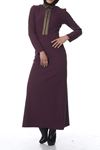 Mürdüm Nakış Detaylı Elbise K7-100474