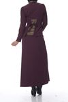 Mürdüm Nakış Detaylı Elbise K7-100474