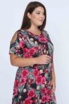 Omuzu Açık Yazlık Esnek Elbise 16A-0684