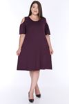 Omuzu Açık Mor Elbise 22E-0647