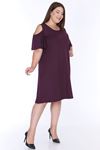 Omuzu Açık Mor Elbise 22E-0647