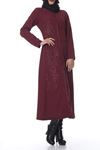 Pul İşlemeli Bordo Pardesü G10-99977