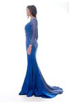 Saks Mavi Taş-Dantel Detaylı Abiye F1-120044