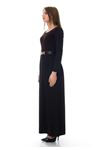 Siyah Flok Baskılı Elbise G1-68001