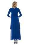 Taşlı Saks Elbise H1-89820