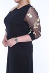 Varaklı Siyah Büyük Beden Elbise 4E-69955