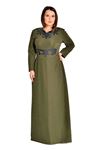 Yeşil Simli Kumaş Elbise F1-105977