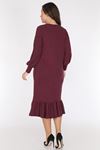 Bordo Eteği Fırfırlı Elbise 16E-0785