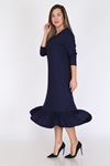 Lacivert Uzun Kollu Büyük Beden Elbise 12C-0787