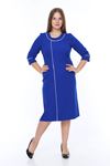 Bisiklet Yaka Saks Elbise 4C-0884