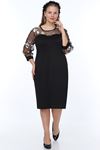 Gümüş Çiçek Kol Büyük Beden Elbise 7D-0899