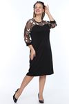 Gümüş Çiçek Kol Büyük Beden Elbise 7D-0899
