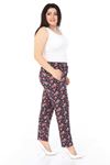Çiçekli Esnek Büyük Beden Pantolon 18B-0989