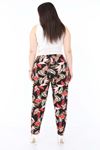 Siyah Desenli Esnek Büyük Beden Pantolon 19D-0991