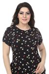 Papatya Desenli Cepli Büyük Beden Elbise 3F-1155
