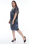 Çiçek Desenli Şifon Büyük Beden Elbise J1-1168
