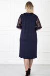 Kimono Kol Lacivert Büyük Beden Elbise 31B-1182